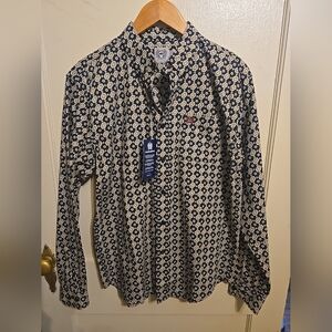 Cinch Black and Cream Boy's Long-sleeve, Sz XXL(16-18) Button Down Shirt, NWT